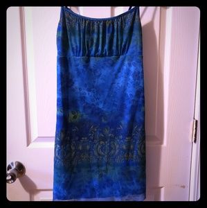 Blue Boho Print Tank Dress